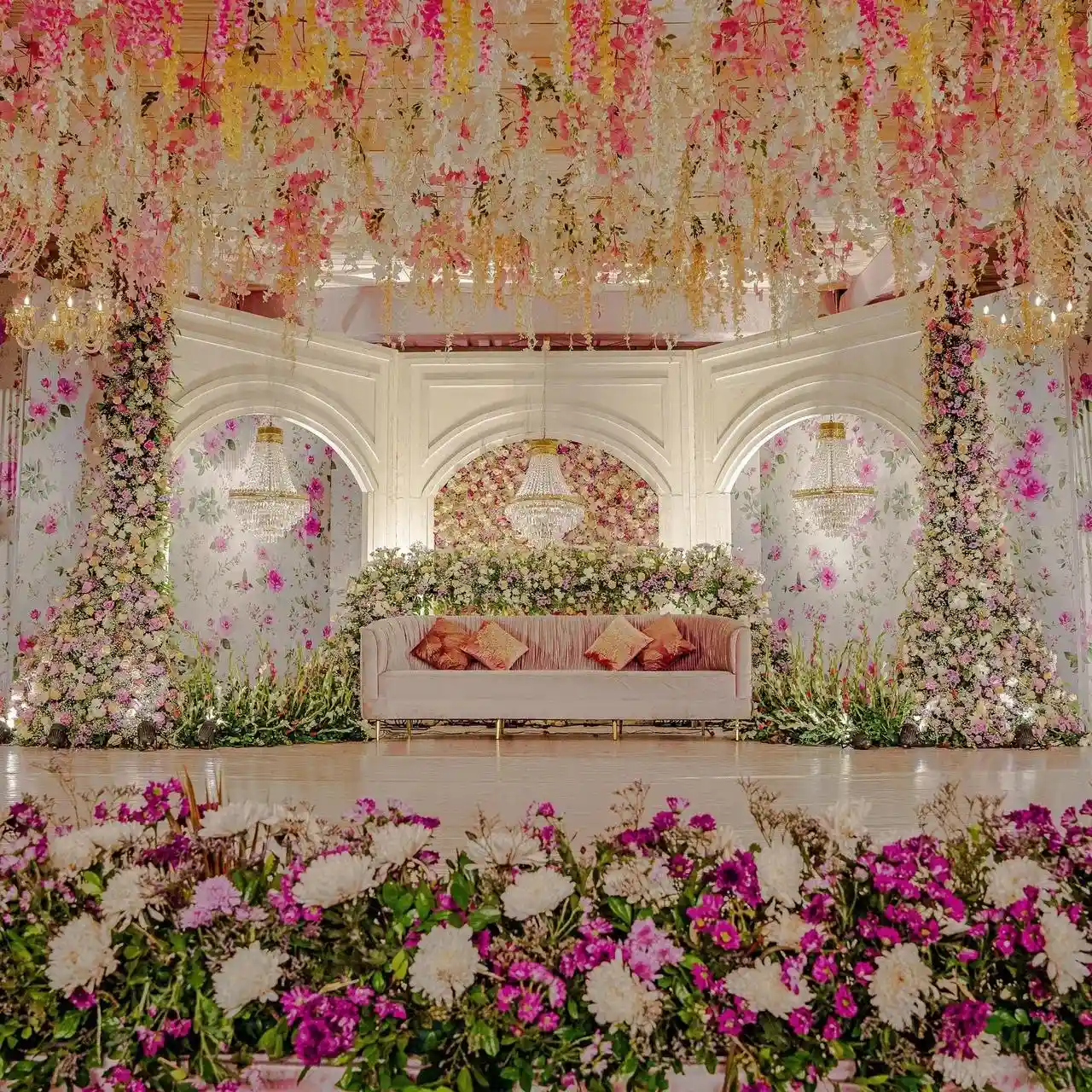 Beautiful baby shower event decoration with balloon styling, baby-themed backdrop, table décor, and premium venue setup.